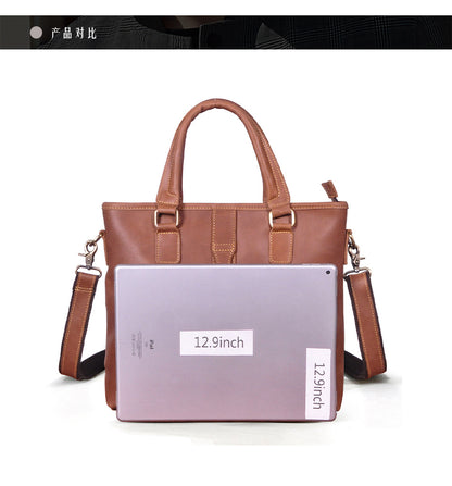 メンズブリーフケースショルダーバッグレトロビジネスハンドバッグ牛革本革製男性パソコンバッグ