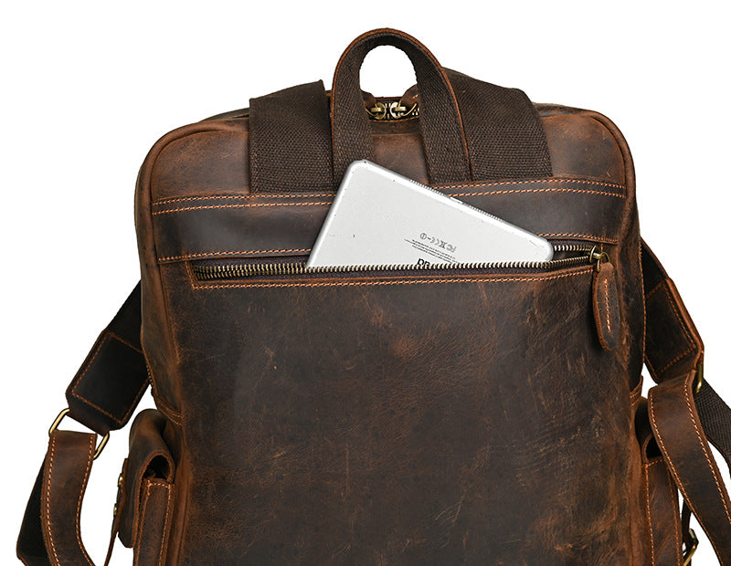 メンズリュック牛革本革製大容量アウトドアカジュアル男性用旅行かばんパソコンバッグ