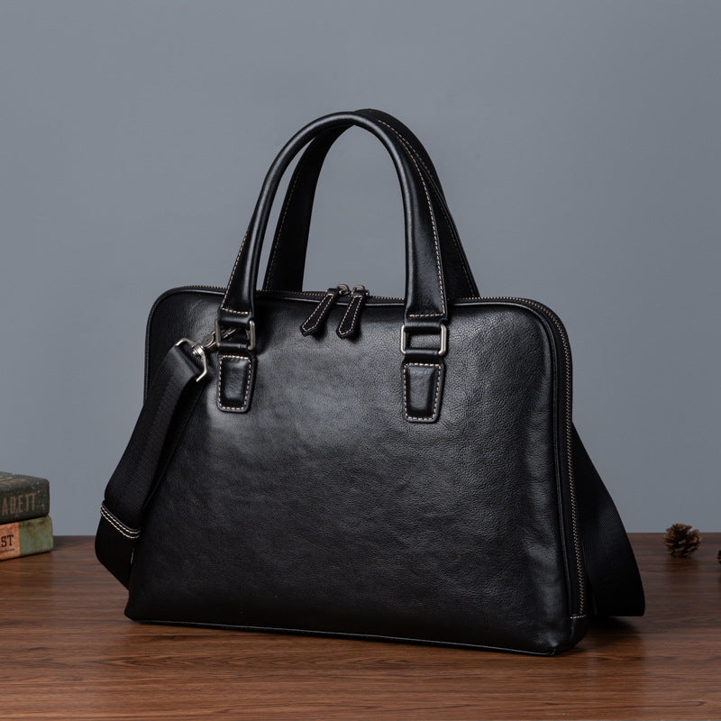 メンズブリーフケース牛革本革製レトロカジュアル男性用斜めがけバッグハンドバッグ