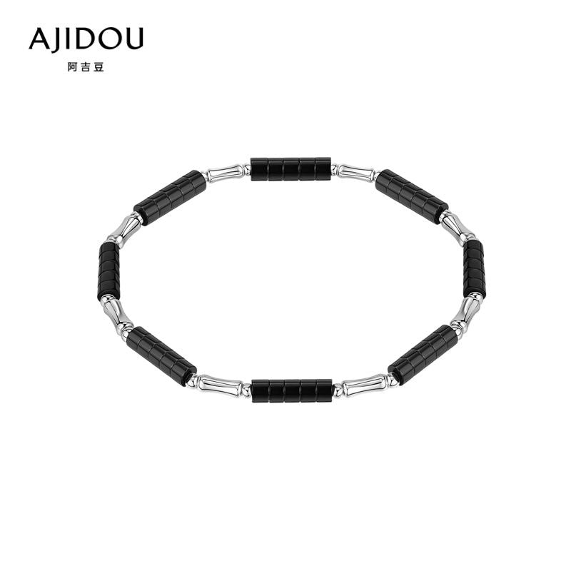 AJIDOU 925シルバーシンプルブレスレットプレゼントブラック+シルバー