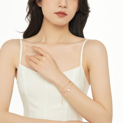 Chomel Kiss四つ葉クローバーの純銀ブレスレット女の子ins高級感誕生日プレゼント