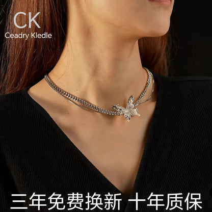 Ceadry kledle 色落ちしない二重重ね立体蝶ファッション女性ネックレスプレゼント
