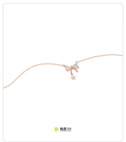 AJIDOU925シルバー甘くてかわいいリボンネックレス贈り物