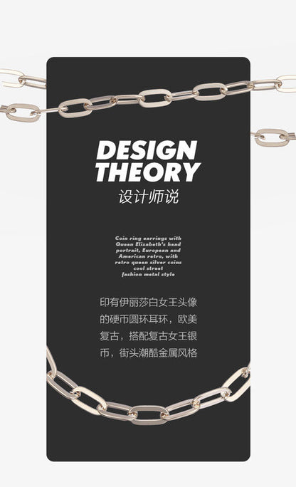 AJIDOU 金属シリーズ二重重ね式女王硬貨ネックレスペンダント二重鎖骨チェーン