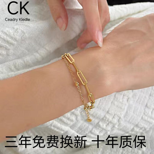 Ceadry kledle レディース ダブル ブレスレットファッションボール 個性 色あせないガール プレゼント