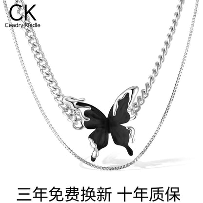 Ceadry kledle 色落ちしない二重重ね立体蝶ファッション女性ネックレスプレゼント