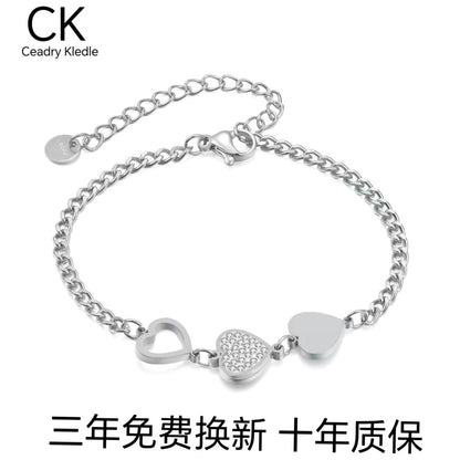 Ceadry kledle ファッション透かし彫りの色落ちしないハート女性ブレスレット プレゼント