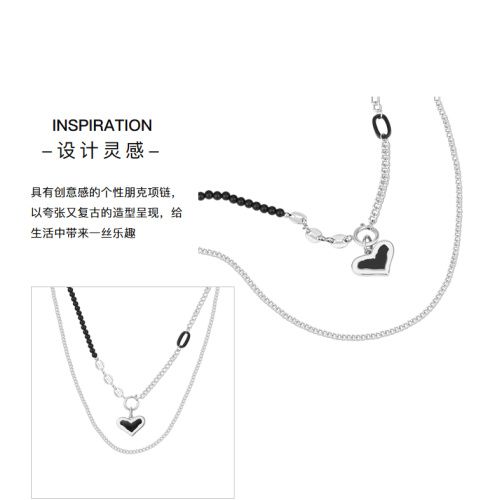 AJIDOU創意個性ネックレスハート型ペンダントネックチェーンクリスマス新年プレゼント