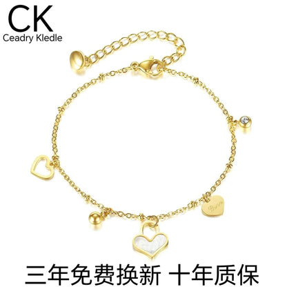 Ceadry kledle レディー ファッションins風おしゃれブレスレットハート貝殻色落ちしない手飾り