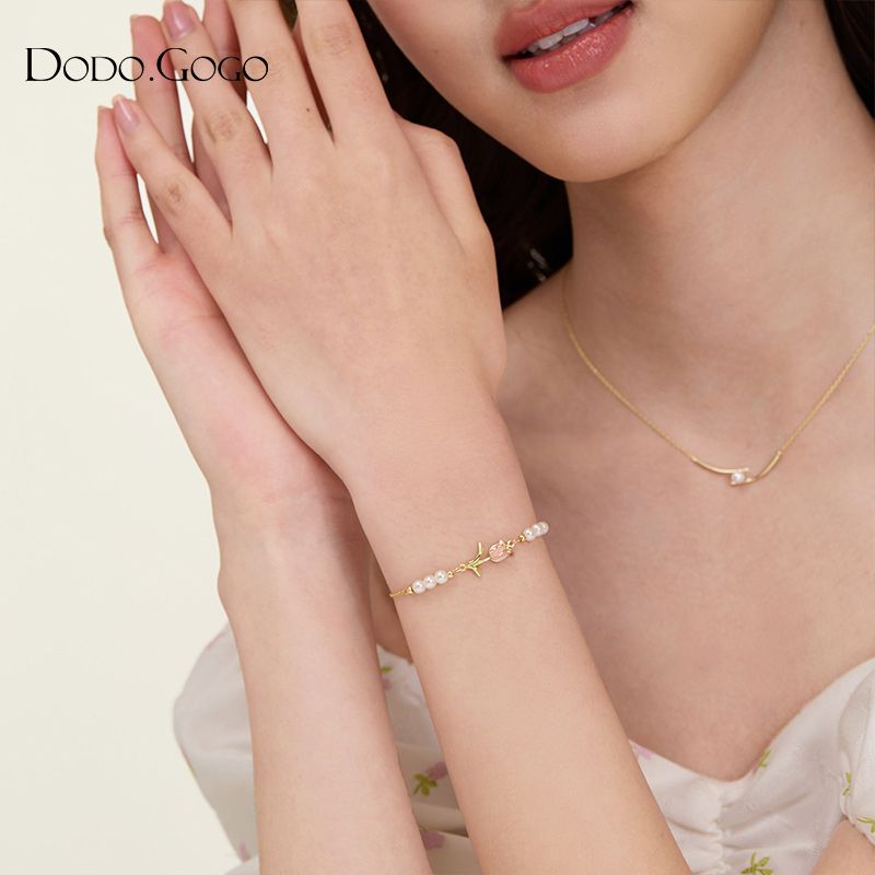 DODOGOGOチューリップ真珠の花ブレスレット女性シンプル贅沢高級感2024夏新作ブレスレット