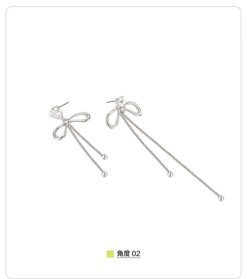 AJIDOU 霊動非対称リボンイヤリング925銀針精緻AB型イヤリング贈り物