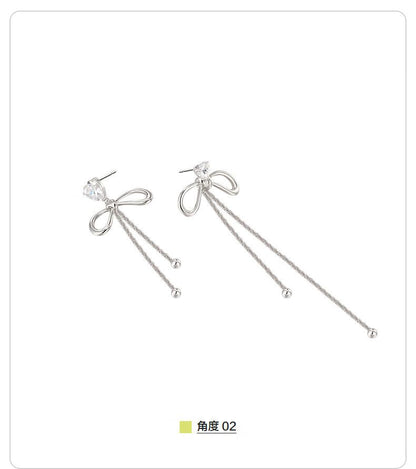 AJIDOU 霊動非対称リボンイヤリング925銀針精緻AB型イヤリング贈り物