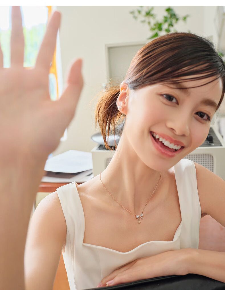 AJIDOU925シルバー甘くてかわいいリボンネックレス贈り物