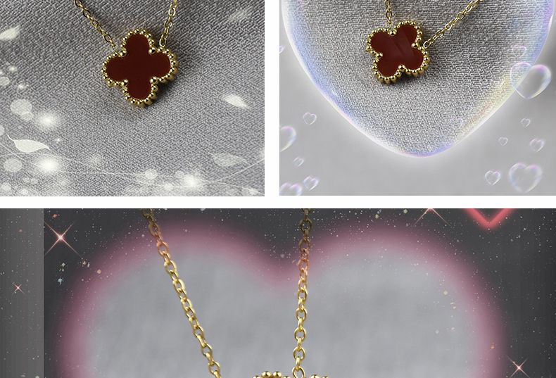 Chomel Kiss贅沢高級ラッキー四つ葉クローバー女性ネックレス