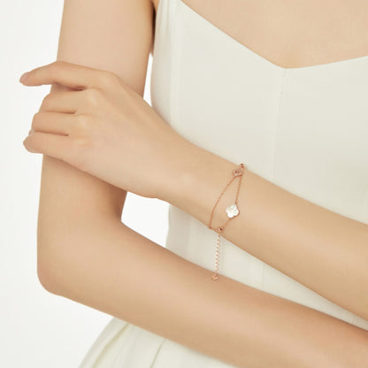 Chomel Kiss四つ葉クローバーの純銀ブレスレット女の子ins高級感誕生日プレゼント