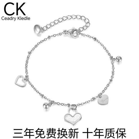 Ceadry kledle レディー ファッションins風おしゃれブレスレットハート貝殻色落ちしない手飾り