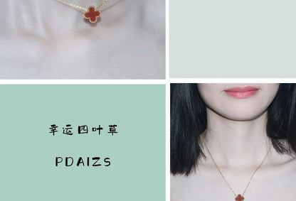 Chomel Kiss贅沢高級ラッキー四つ葉クローバー女性ネックレス