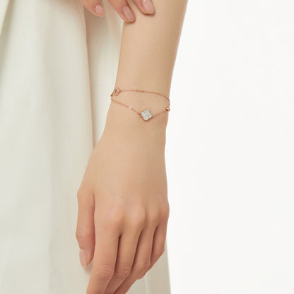 Chomel Kiss四つ葉クローバーの純銀ブレスレット女の子ins高級感誕生日プレゼント