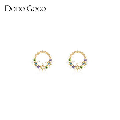 DODOGOGO花イヤリング花輪ピアスファッション韓国版高級感耳飾り