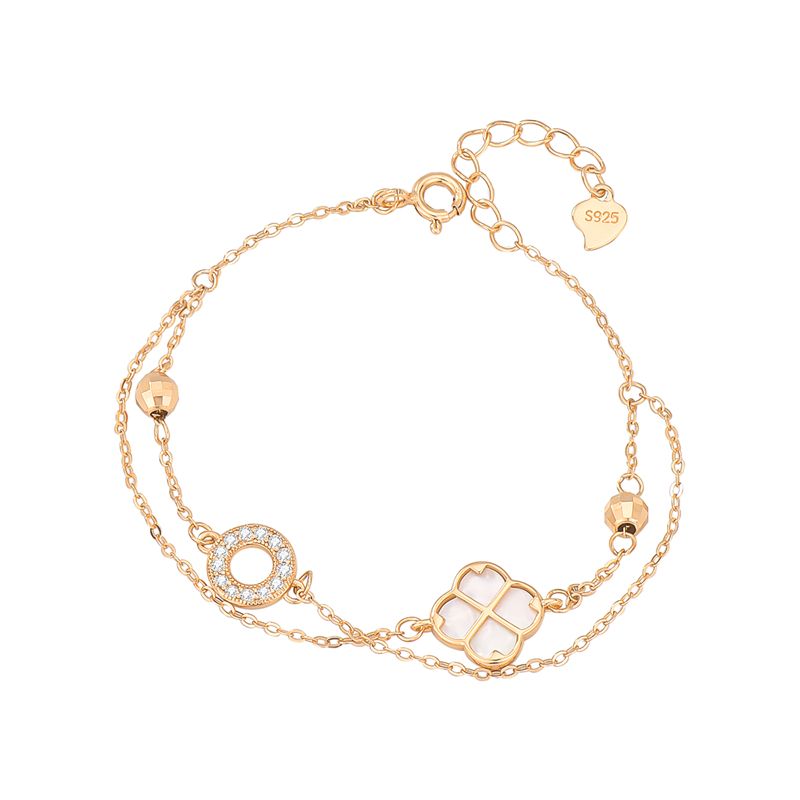 Chomel Kiss四つ葉クローバーの純銀ブレスレット女の子ins高級感誕生日プレゼント