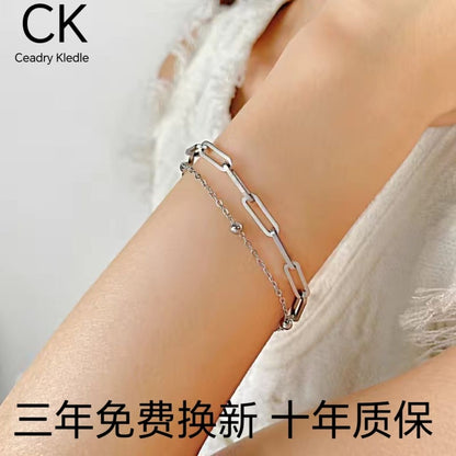 Ceadry kledle 個性チタン鋼クリップアクセサリーおしゃれなビーズ二重女性ブレスレット