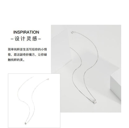 AJIDOU925シルバールービックキューブネックレスシンプル幾何鎖骨チェーン贈り物