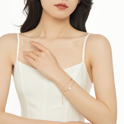 Chomel Kiss四つ葉クローバーの純銀ブレスレット女の子ins高級感誕生日プレゼント