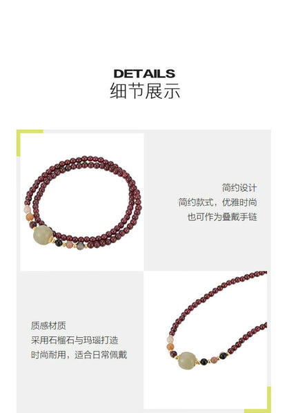 AJIDOUシンプルスタイリッシュガーネット瑪瑙ブレスレットレトロ手串文芸贈り物