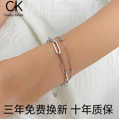 Ceadry kledle 個性チタン鋼クリップアクセサリーおしゃれなビーズ二重女性ブレスレット