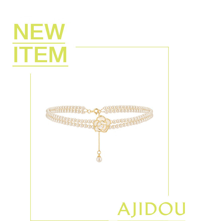 AJIDOU椿の花シリーズ真珠ネックレス女性贅沢新型鎖骨チェーン