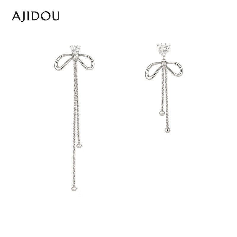 AJIDOU 霊動非対称リボンイヤリング925銀針精緻AB型イヤリング贈り物