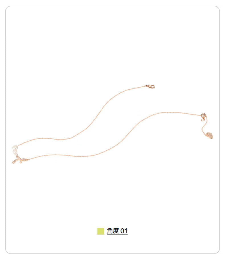 AJIDOUお洒落甘いネックレスリボンパール高級感鎖骨チェーンギフト