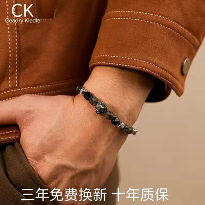 Ceadry kledle 欧米レトロストリートパンクデザイン感色あせない男性獅子頭ジョイント天然石ブレスレット