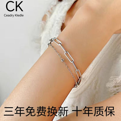 Ceadry kledle レディース ダブル ブレスレットファッションボール 個性 色あせないガール プレゼント