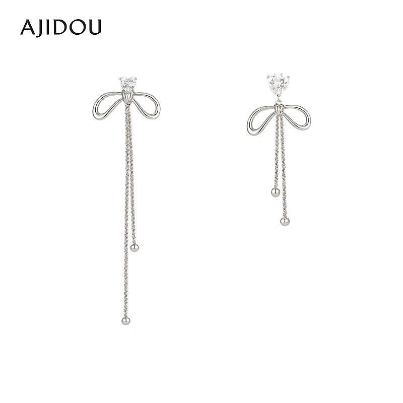 AJIDOU 霊動非対称リボンイヤリング925銀針精緻AB型イヤリング贈り物