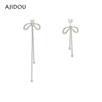 AJIDOU 霊動非対称リボンイヤリング925銀針精緻AB型イヤリング贈り物