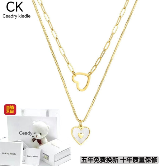 Ceadry kledle 新型2層気質色あせないファッションレディースネックレス彼女プレゼント
