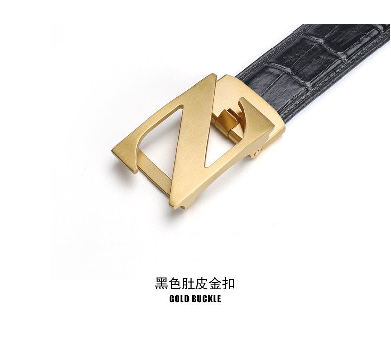 Siamese Crocodile Skin Men's Belt Genuine Leather Automatic Buckle Fashion Business Casual 
