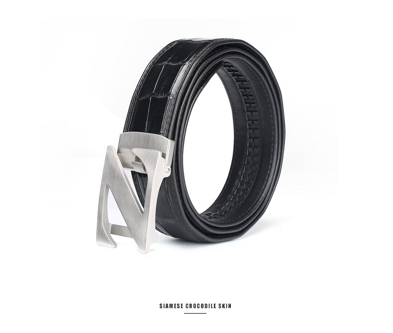Siamese Crocodile Skin Men's Belt Genuine Leather Automatic Buckle Fashion Business Casual 