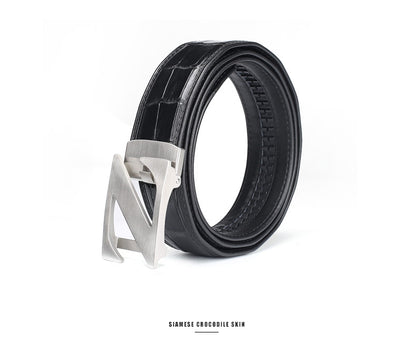 Siamese Crocodile Skin Men's Belt Genuine Leather Automatic Buckle Fashion Business Casual 