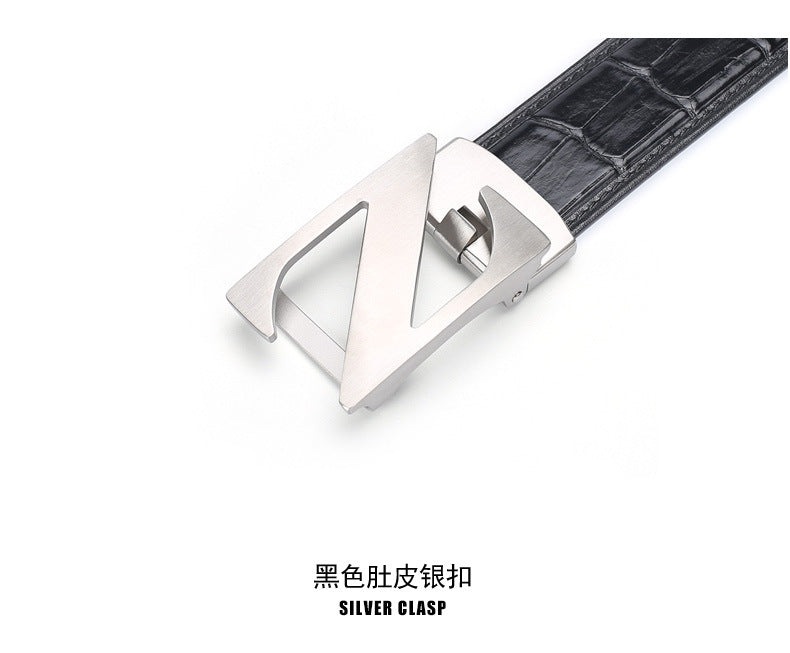 Siamese Crocodile Skin Men's Belt Genuine Leather Automatic Buckle Fashion Business Casual 