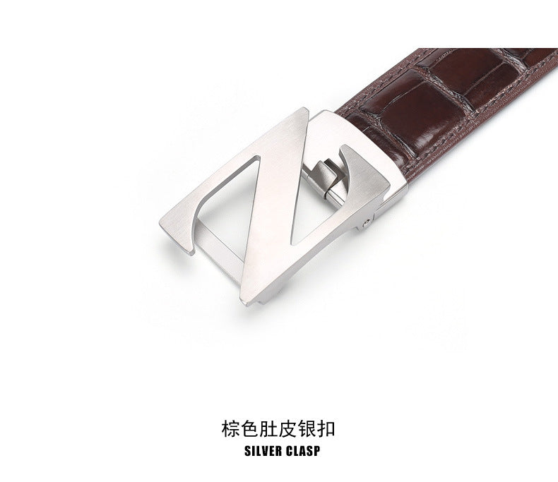 Siamese Crocodile Skin Men's Belt Genuine Leather Automatic Buckle Fashion Business Casual 