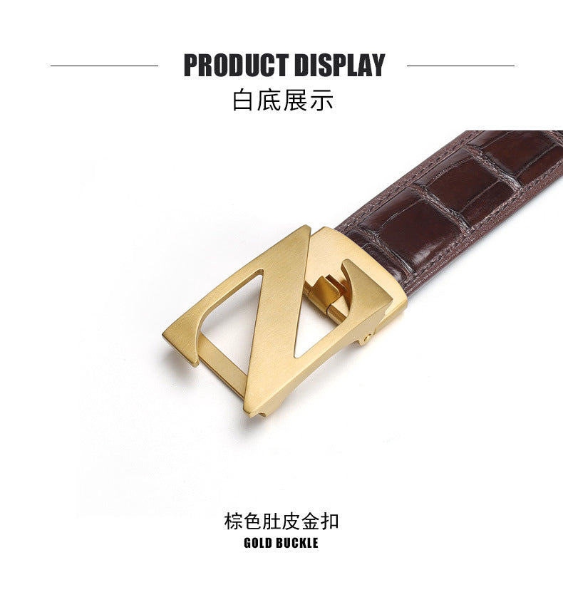 Siamese Crocodile Skin Men's Belt Genuine Leather Automatic Buckle Fashion Business Casual 