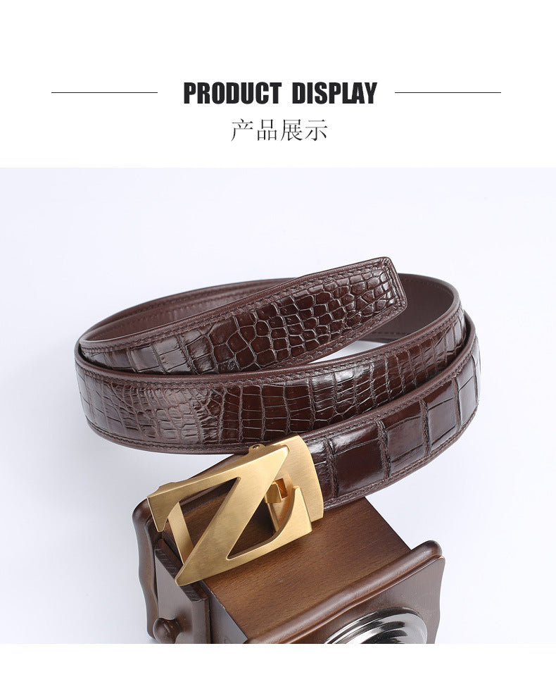 Siamese Crocodile Skin Men's Belt Genuine Leather Automatic Buckle Fashion Business Casual 