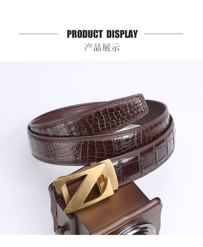 Siamese Crocodile Skin Men's Belt Genuine Leather Automatic Buckle Fashion Business Casual 
