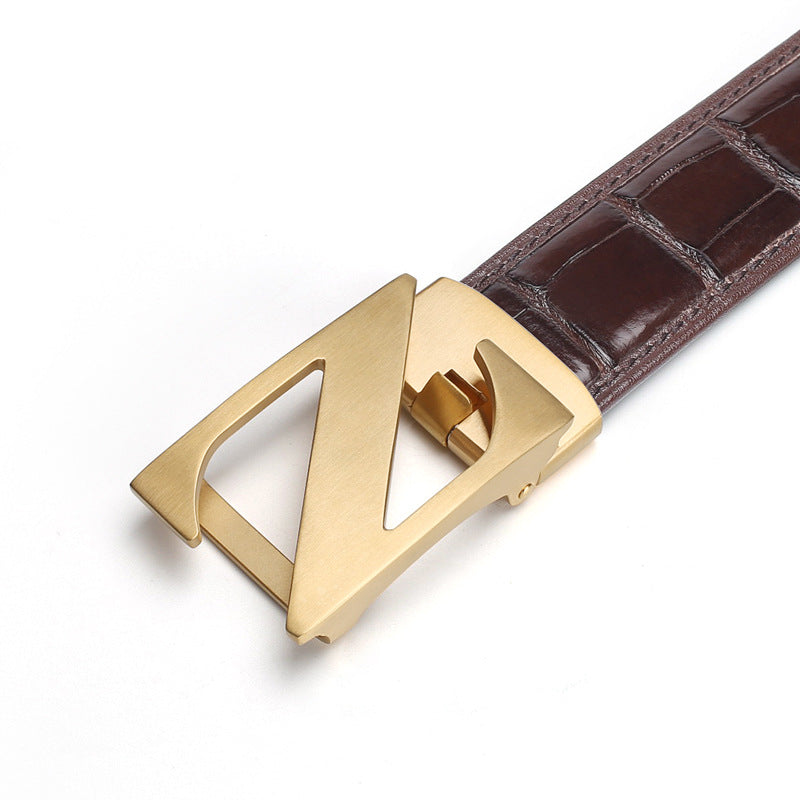 Siamese Crocodile Skin Men's Belt Genuine Leather Automatic Buckle Fashion Business Casual 