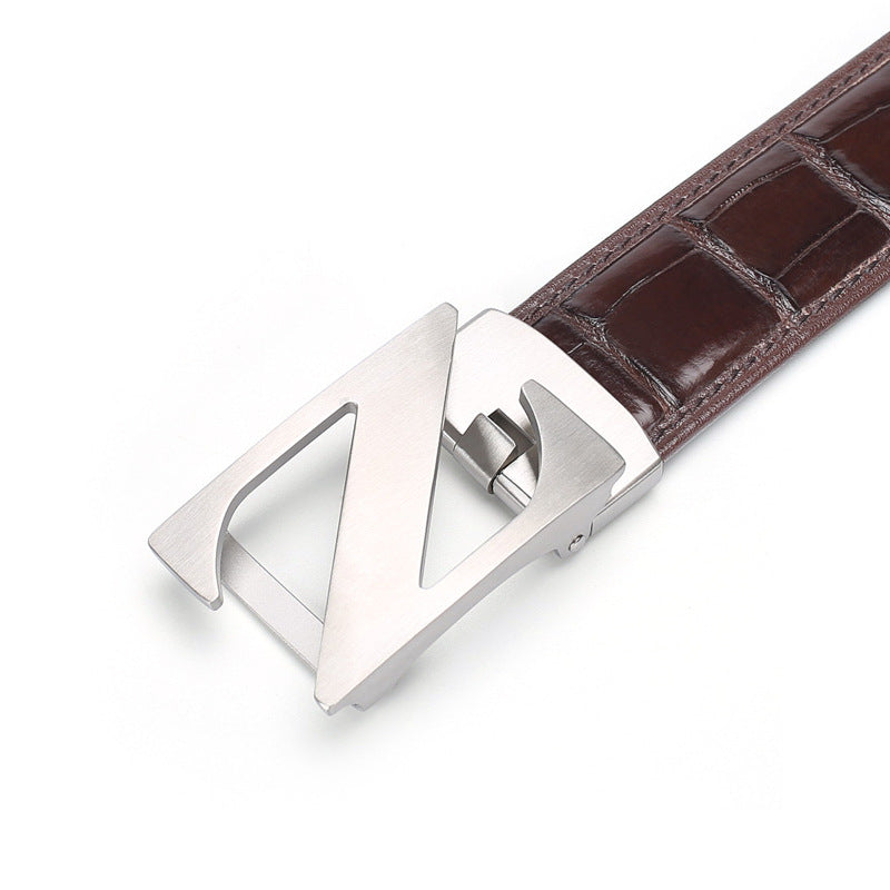 Siamese Crocodile Skin Men's Belt Genuine Leather Automatic Buckle Fashion Business Casual 