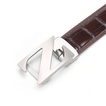 Siamese Crocodile Skin Men's Belt Genuine Leather Automatic Buckle Fashion Business Casual 