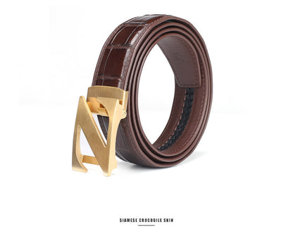 Siamese Crocodile Skin Men's Belt Genuine Leather Automatic Buckle Fashion Business Casual 