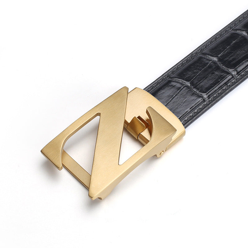 Siamese Crocodile Skin Men's Belt Genuine Leather Automatic Buckle Fashion Business Casual 